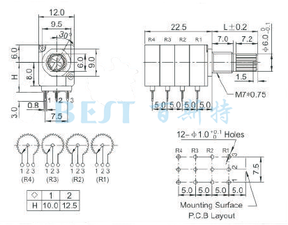 电位器RV12422BO参考图纸