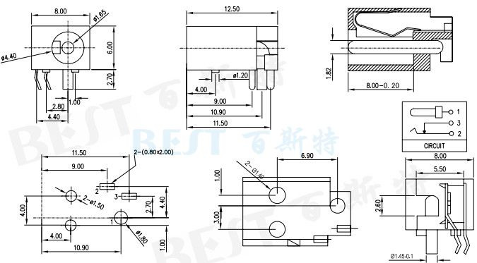 DC插座DC-023规格图纸