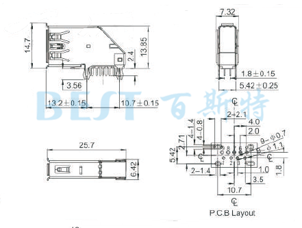 USB母座USB-A-05 3.0参考图纸