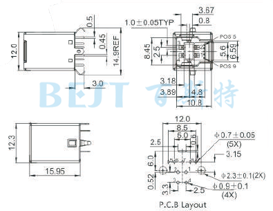 USB母座USB-B-01 3.0参考图纸