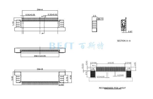 FPC连接器0.5K-AX-nPWB参考图纸