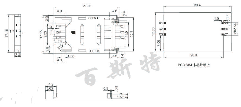 TF卡座YK814C规格图纸