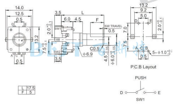 EC12编码器EC12A规格图纸