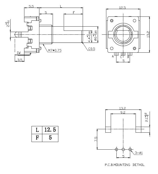 EC12编码器EC12E规格图纸