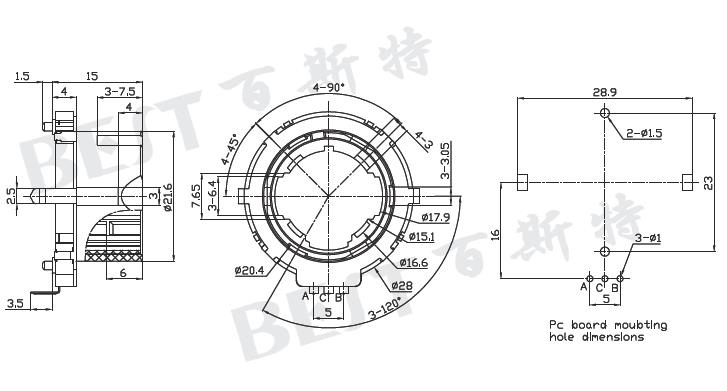 中空编码器EC28参考图纸