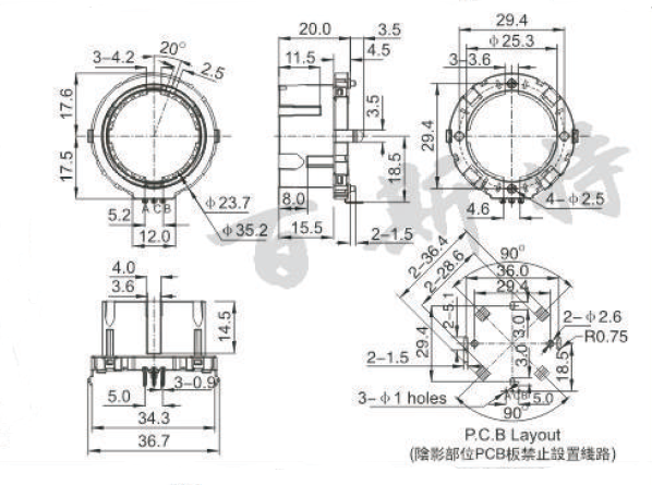 中空编码器EC35-H01参考图纸